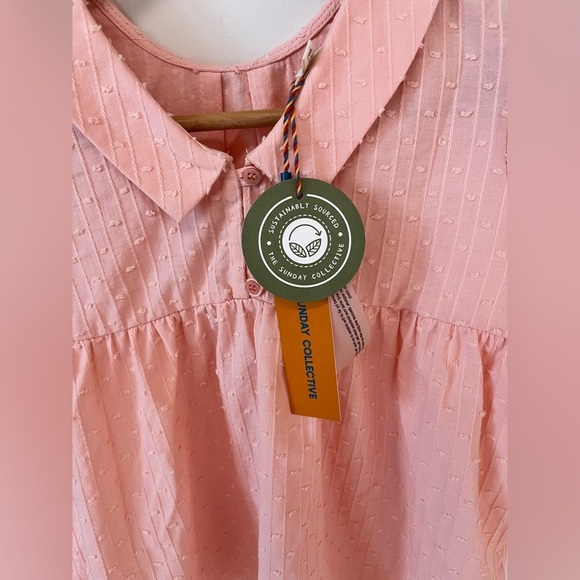 The Sunday Collective Girls Size 8-9 Pink Ruffle Sleeve Collar Blouse Top Pink - Picture 8 of 13